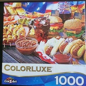 🧩 4/$20 RoseArt Colorluxe 1000 Piece Burgers and Hot Dogs Adult Puzzle